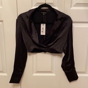 Short satin wrap blose Dynamite